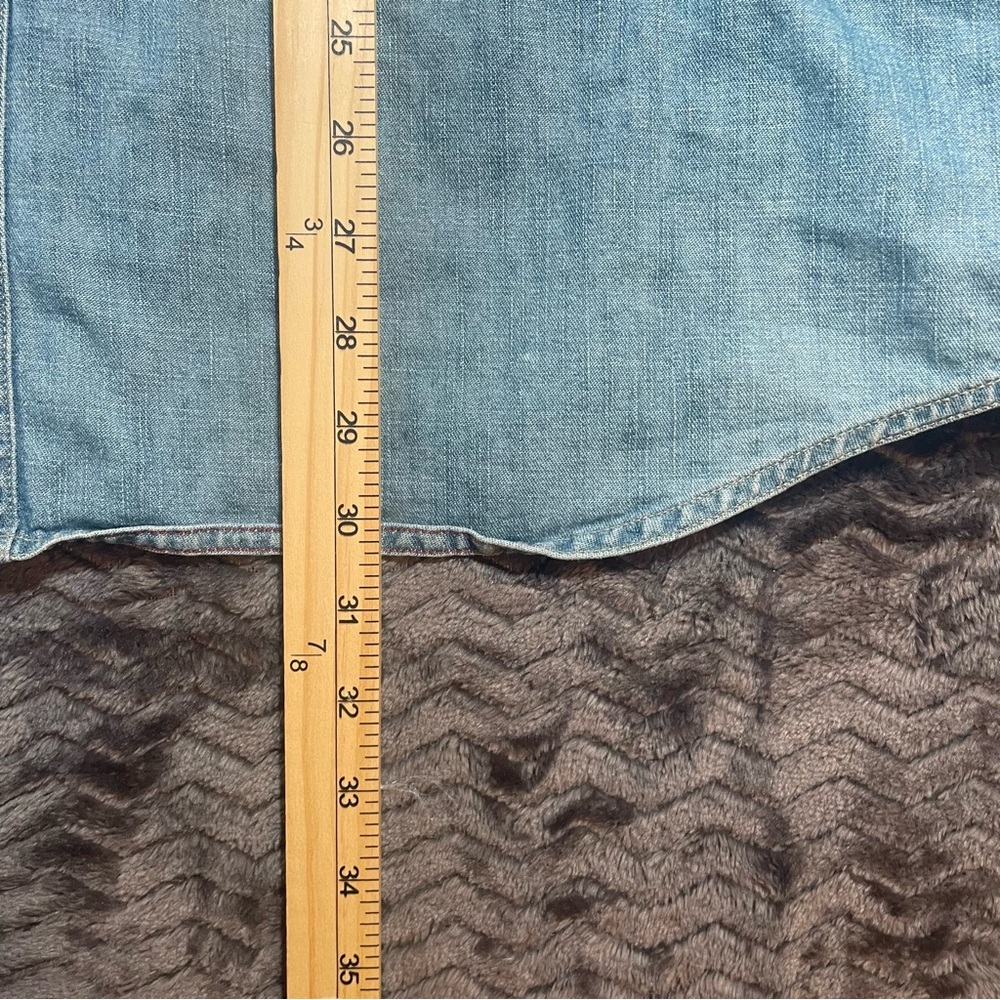 L.L.Bean Faded Denim Jean Button Front Pocket Shirt, Mens L.  #7 - Picture 7 of 10